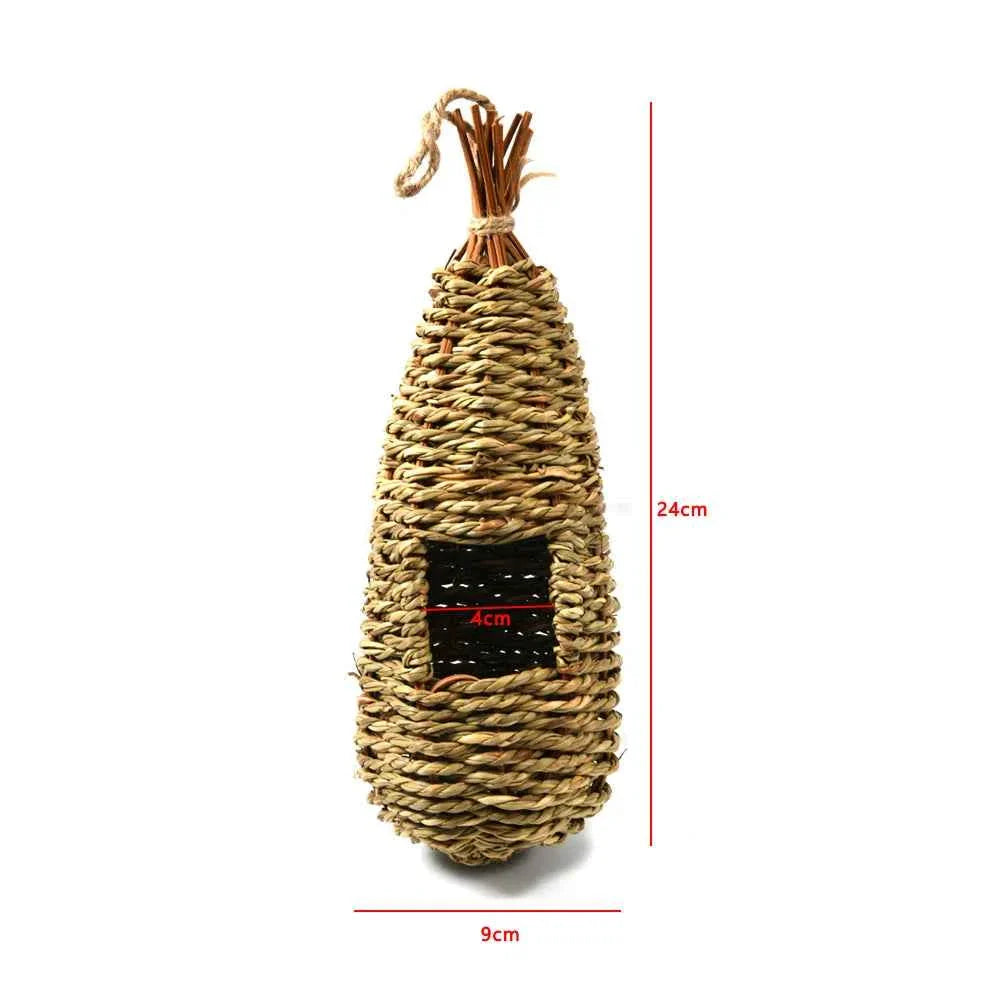Hanging Bird House Natural Fiber Finch Bird Nest Hut Outdoor Cage Shelter Hideaway Bird Nest