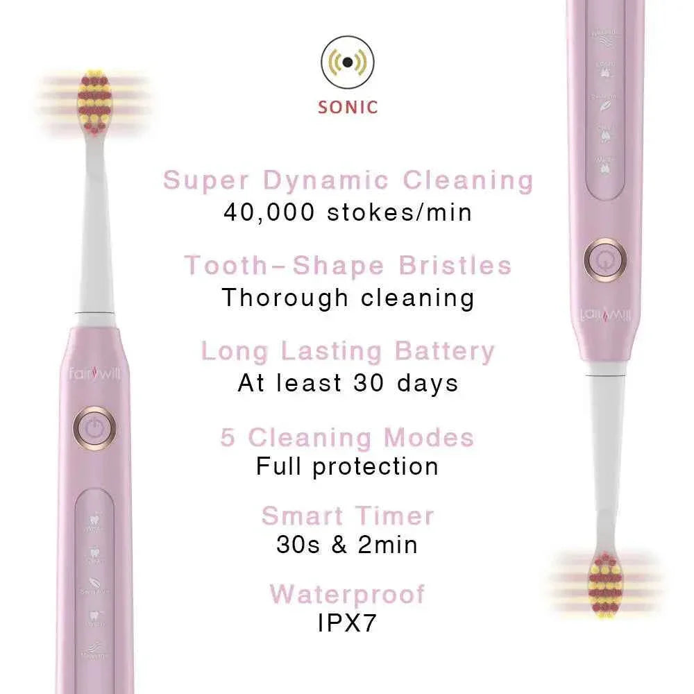 Fairywill FW-507 Electric Sonic Toothbrush - Rechargeable Adult Waterproof Toothbrush with 5 Modes