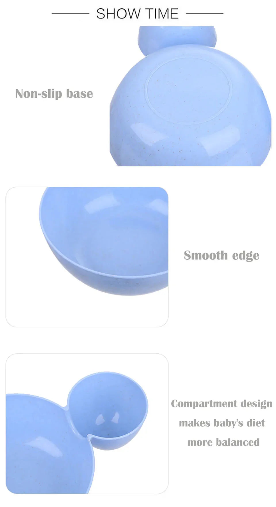 Cute Baby Plates with Dividers Dinner Plates Kids Bowl Tray Tableware Set Infant Feeding Children Divided Dinnerware BPA Free
