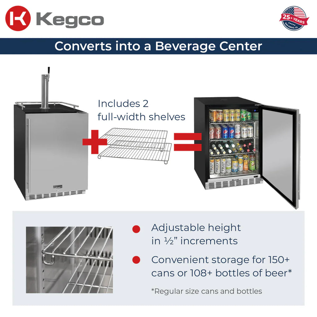 Kegco 24" Single Faucet Built-In Kegerator - Indoor