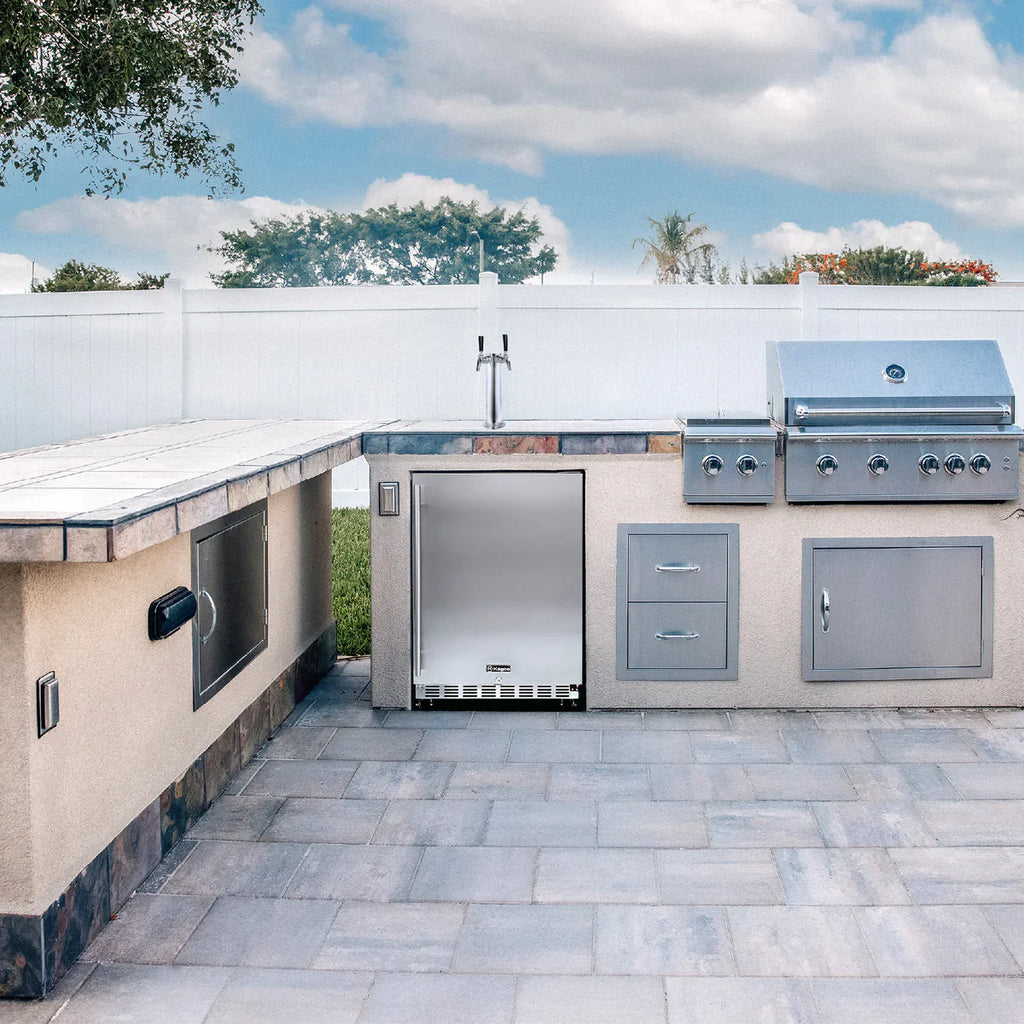 Kegco 24" Dual Faucet Built-in Kegerator - Outdoor