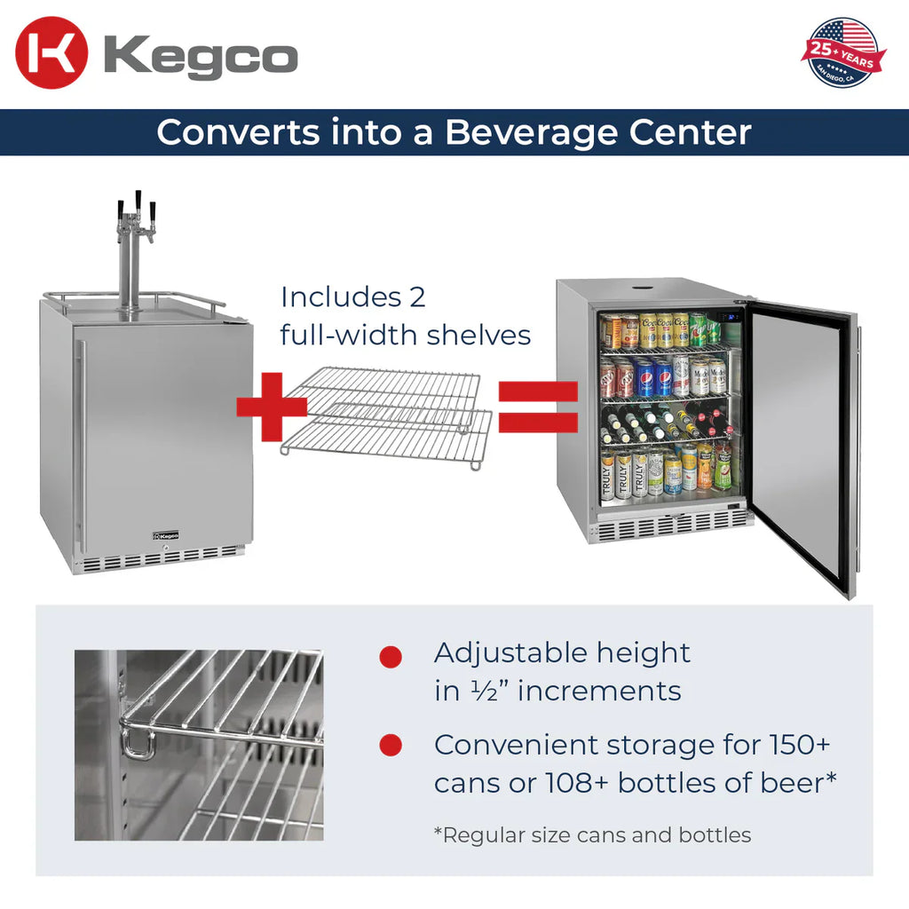 Kegco 24" Triple Faucet Built-in Kegerator - Outdoor