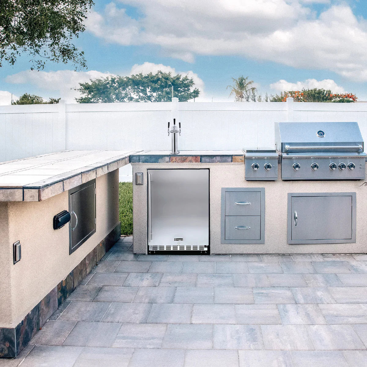 Kegco 24" Triple Faucet Built-in Kegerator - Outdoor
