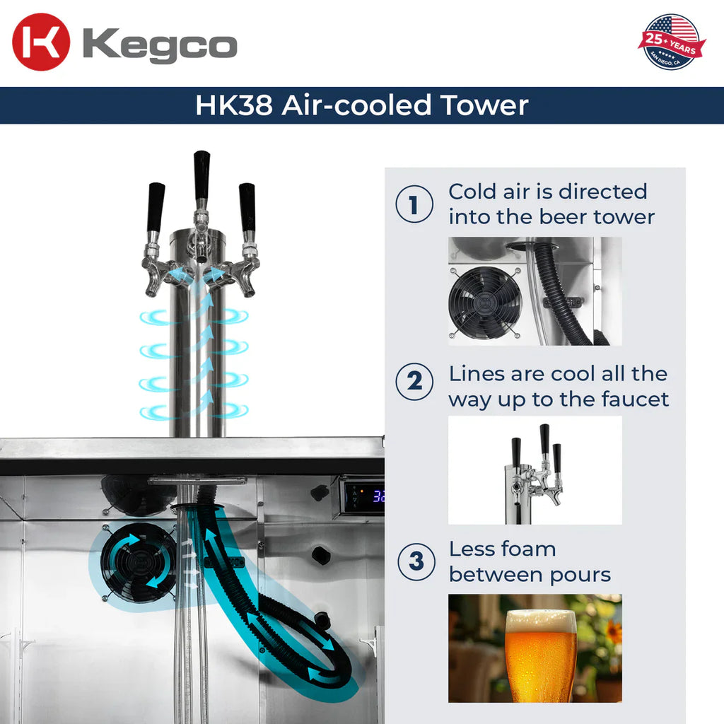 Kegco 24" Triple Faucet Built-in Kegerator - Outdoor