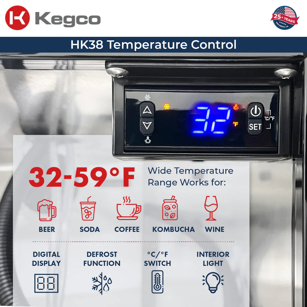 Kegco 24" Triple Faucet Built-in Kegerator - Outdoor