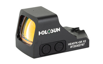 Holosun Technologies 407K-X2 Green Dot |  Black Color |  Side Battery |  6 MOA Dot HE407K-GR X2