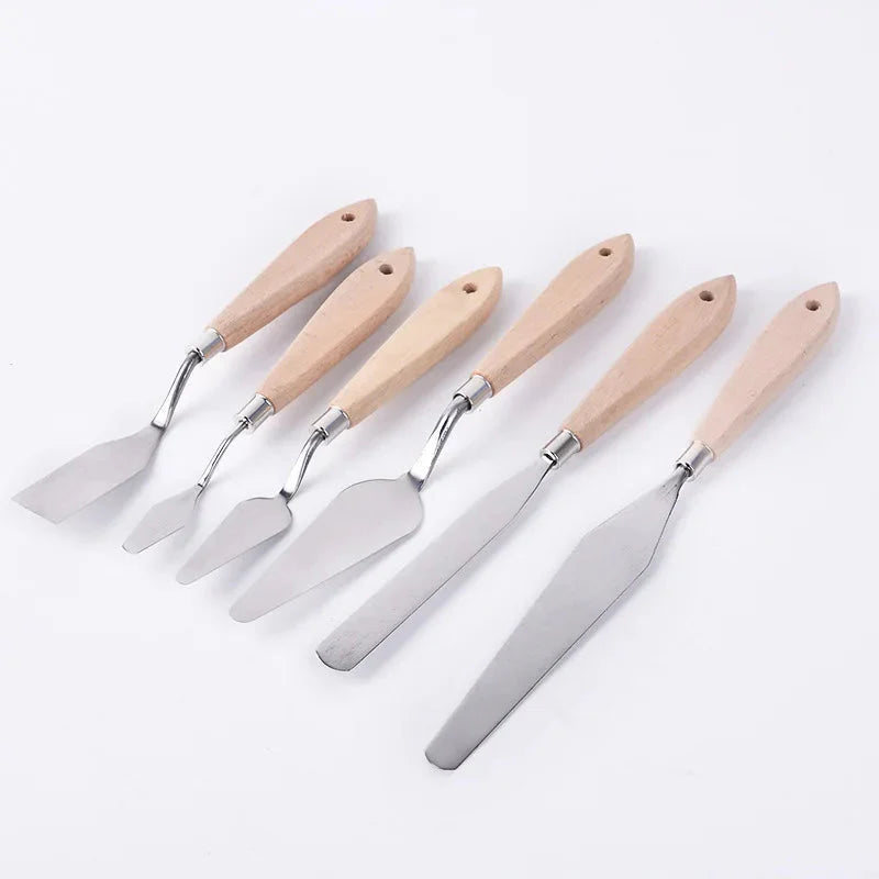 New pigment color mixing oil painting gouache scraper Art supplies wooden handle Single pick/Blade