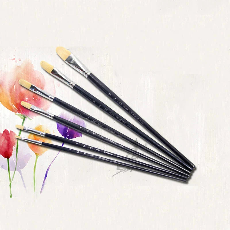 6pcs/Set pig's bristles oil paint brush artists gouache acrylic paints paintbrush art supplies dotting pen art brush stationery