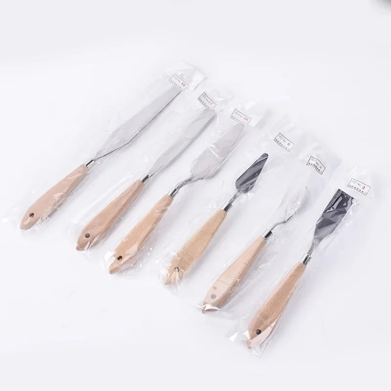 New pigment color mixing oil painting gouache scraper Art supplies wooden handle Single pick/Blade
