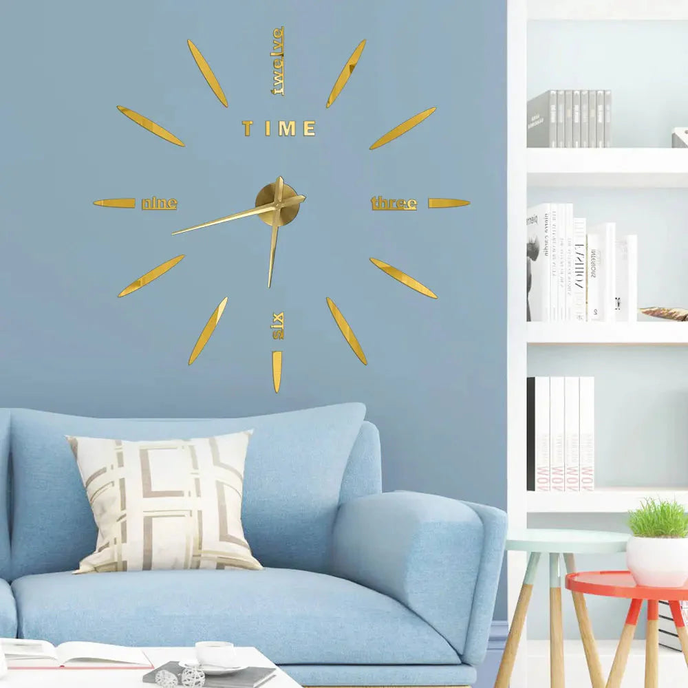 3D Wall Clock Modern Design DIY Acrylic Mirror Sticker Quartz Needle Big Europe Horloge Home Decoration Living Room Watch Clocks