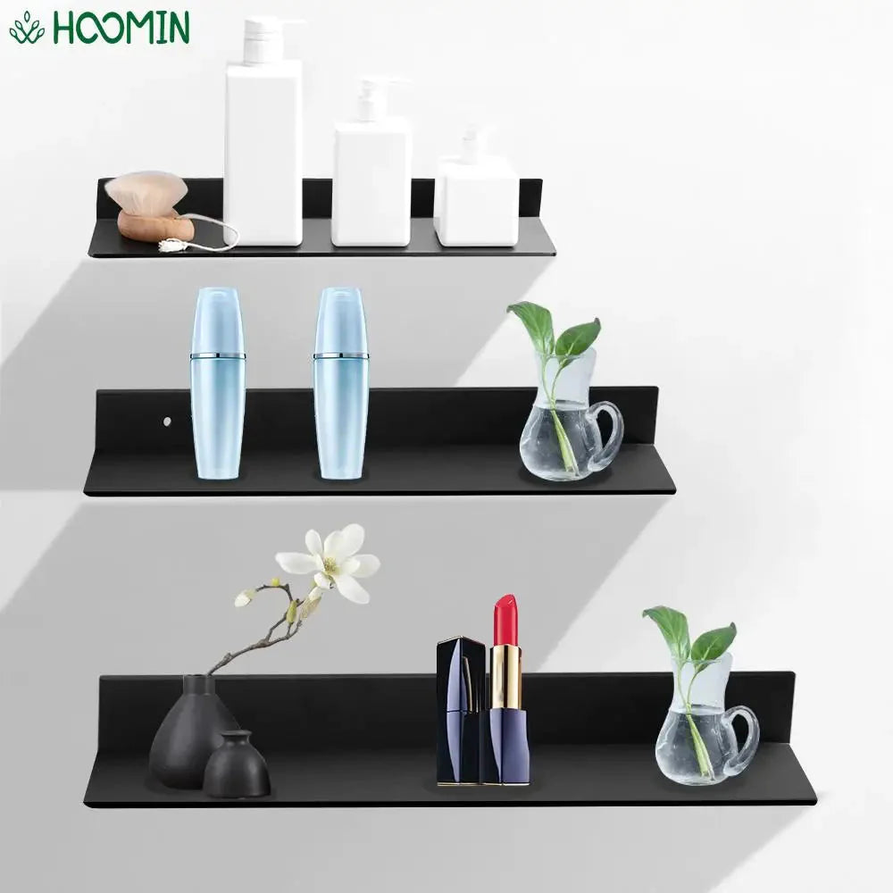 Bathroom Shelves  30-60cm Aluminum Alloy Matte Black Kitchen Wall Shelf Shower Shampoo Storage Rack Bathroom Accessories