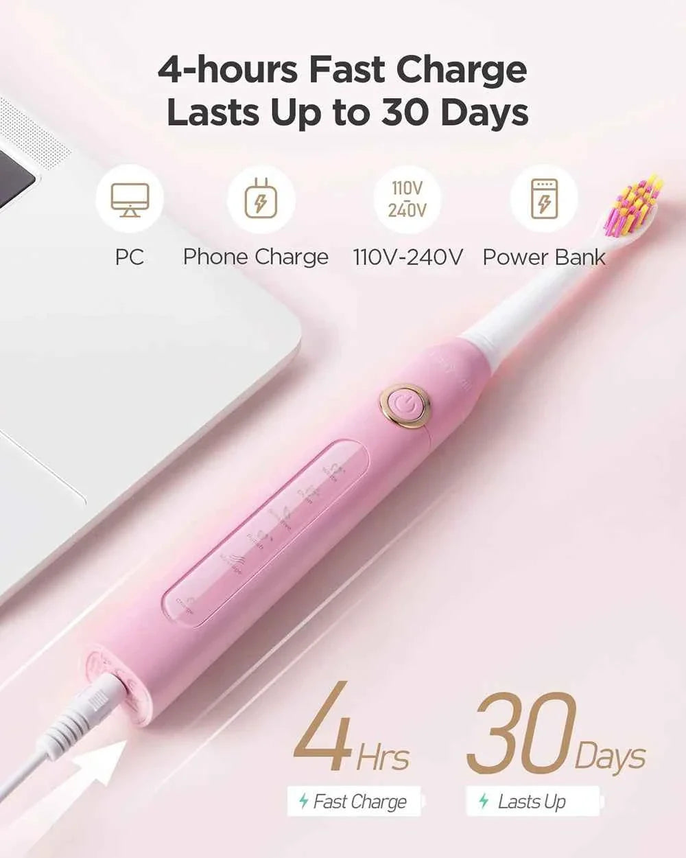 Fairywill FW-507 Electric Sonic Toothbrush - Rechargeable Adult Waterproof Toothbrush with 5 Modes