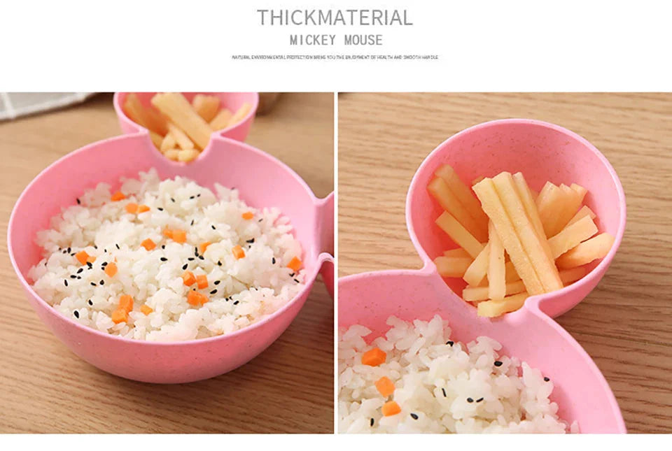 Cute Baby Plates with Dividers Dinner Plates Kids Bowl Tray Tableware Set Infant Feeding Children Divided Dinnerware BPA Free