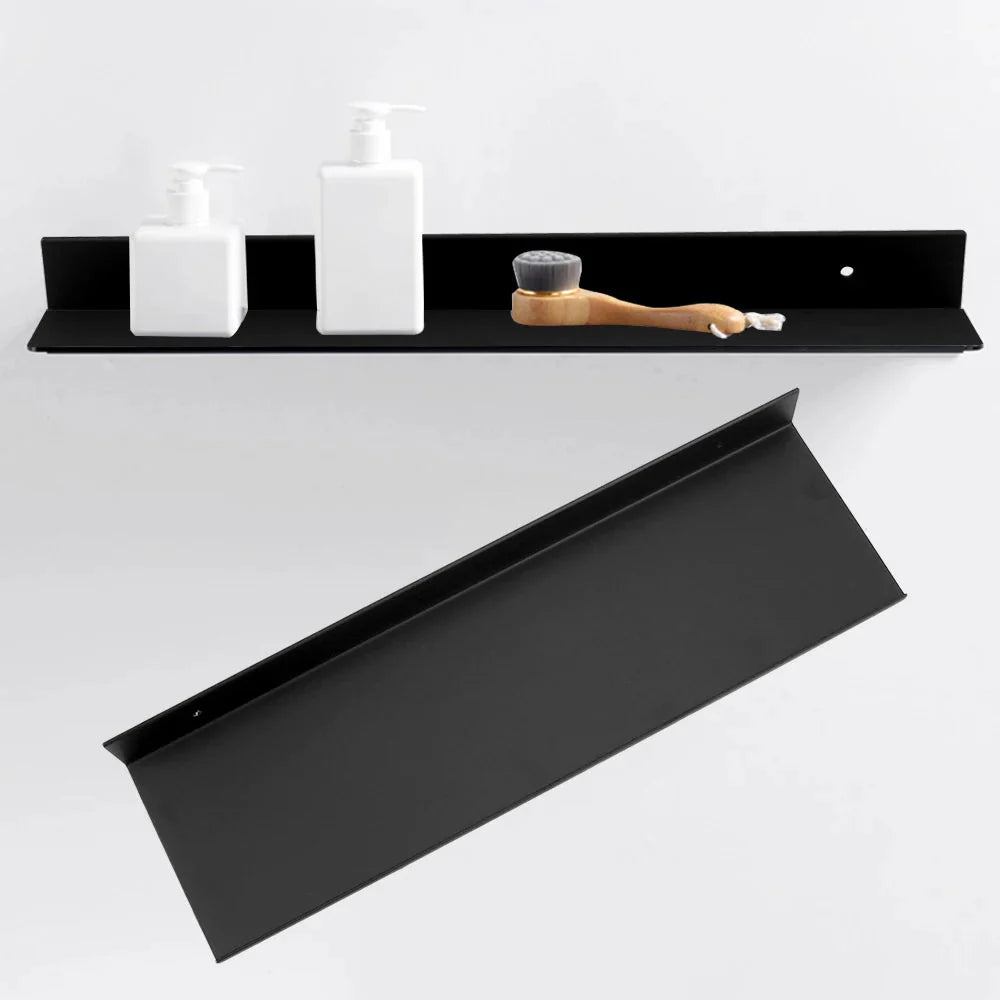 Bathroom Shelves  30-60cm Aluminum Alloy Matte Black Kitchen Wall Shelf Shower Shampoo Storage Rack Bathroom Accessories