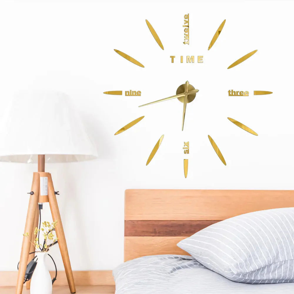 3D Wall Clock Modern Design DIY Acrylic Mirror Sticker Quartz Needle Big Europe Horloge Home Decoration Living Room Watch Clocks
