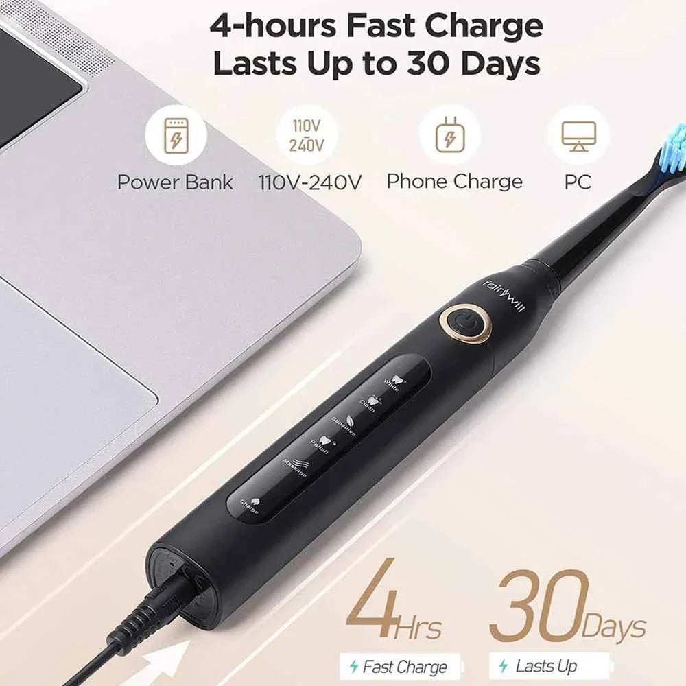 Fairywill FW-507 Electric Sonic Toothbrush - Rechargeable Adult Waterproof Toothbrush with 5 Modes