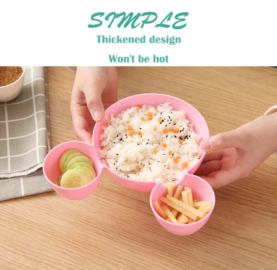 Cute Baby Plates with Dividers Dinner Plates Kids Bowl Tray Tableware Set Infant Feeding Children Divided Dinnerware BPA Free