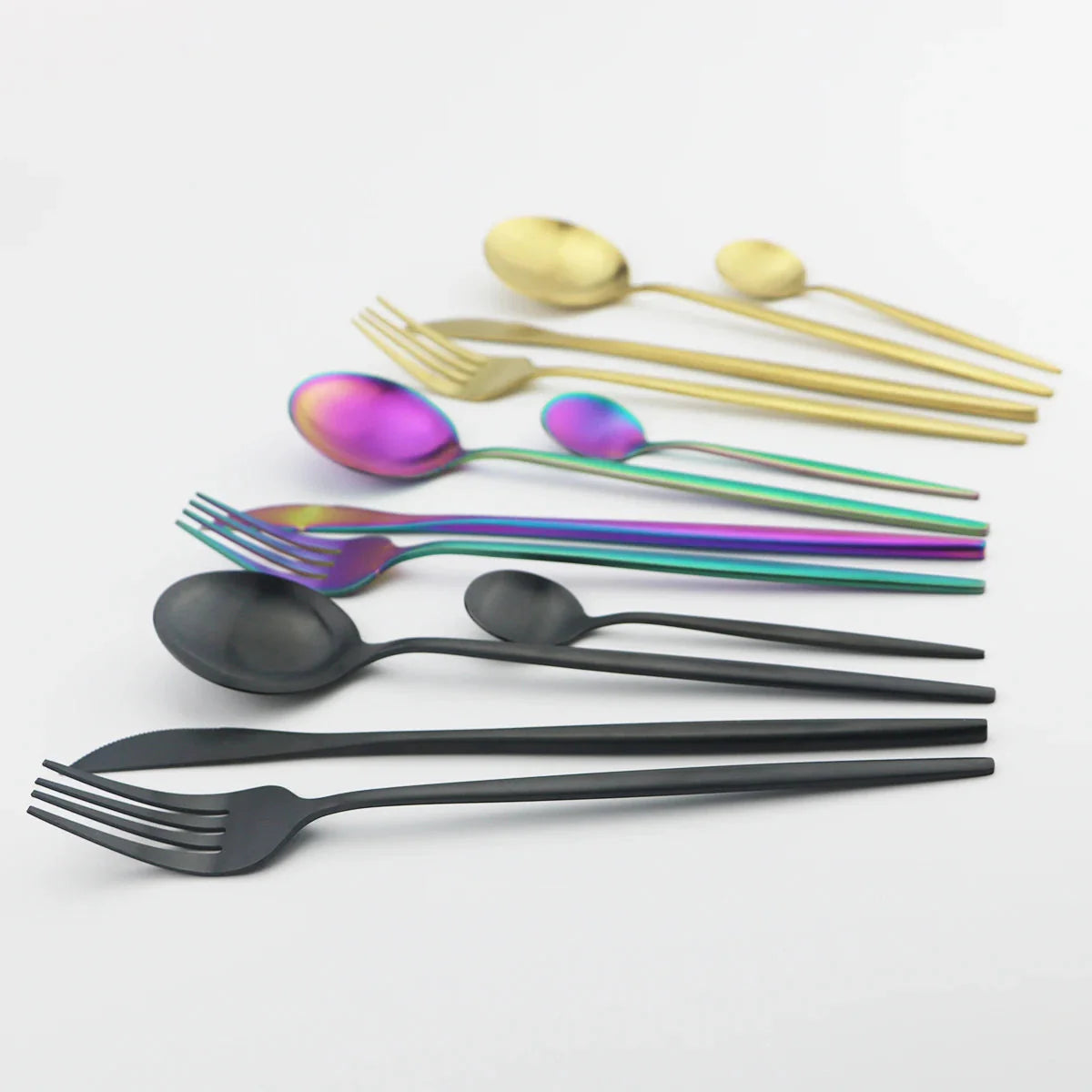 30 Pieces Dinnerware Matte Stainless Steel Cutlery Set Roes Gold Knives Fork Teaspoons Silverware Kitchen Party Dinner Tableware