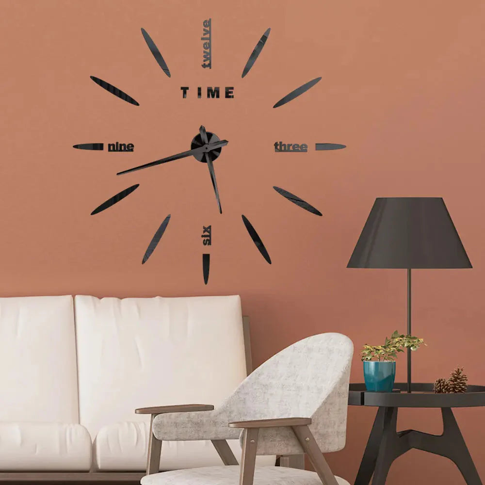 3D Wall Clock Modern Design DIY Acrylic Mirror Sticker Quartz Needle Big Europe Horloge Home Decoration Living Room Watch Clocks