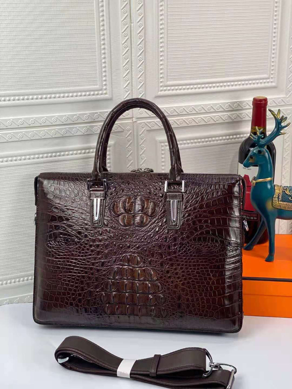 Crocodile Business Bags Crocodile Bone Skin Briefcase Men's
