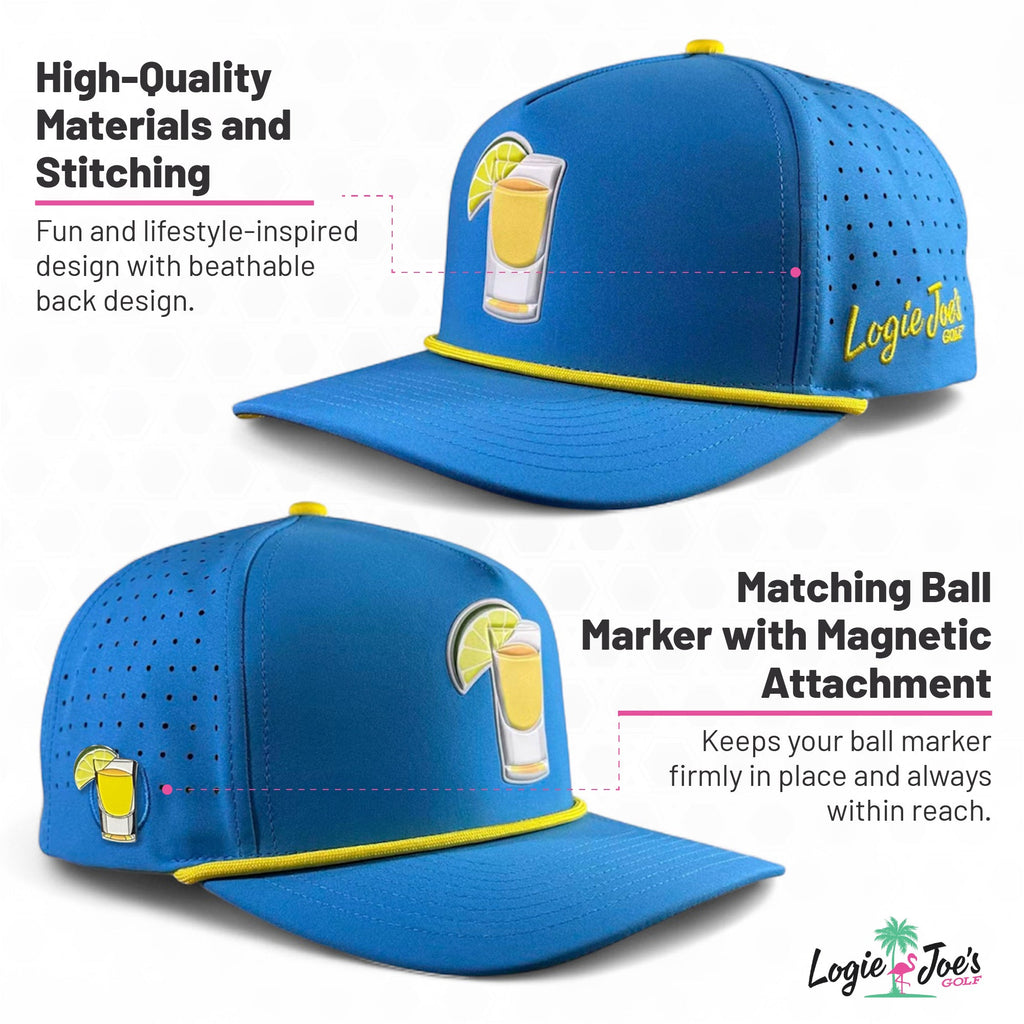 Cold One Golf Hat | Snapback Cap | Built-in Magnetic Ball Marker Holder + Marker Included | Adjustable | One Size