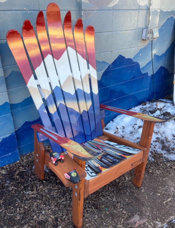 Colorado Ski Furniture Burnt Orange Sunset Mystic Mountains Mural Adirondack Ski Chair