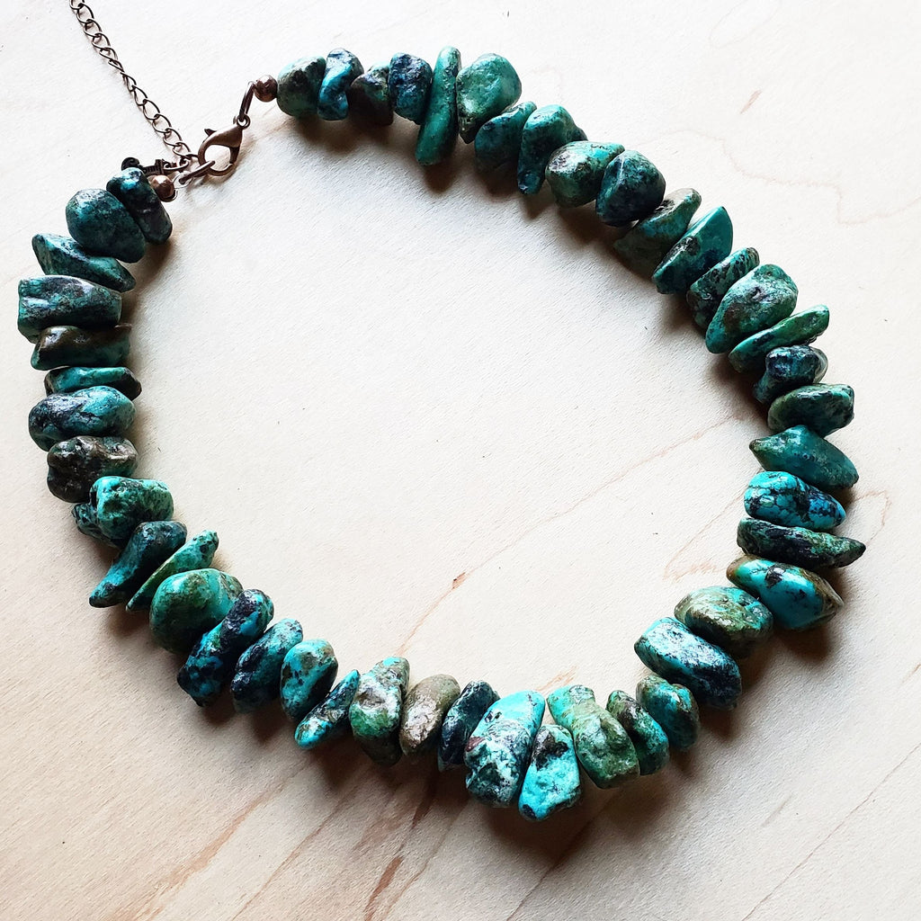 Chunky Genuine Natural Turquoise Beaded Collar Necklace 245b