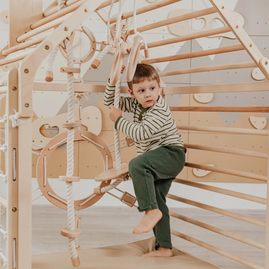 Wood and Hearts Wooden Toddler Climbing Playhouse, Ages 1–6