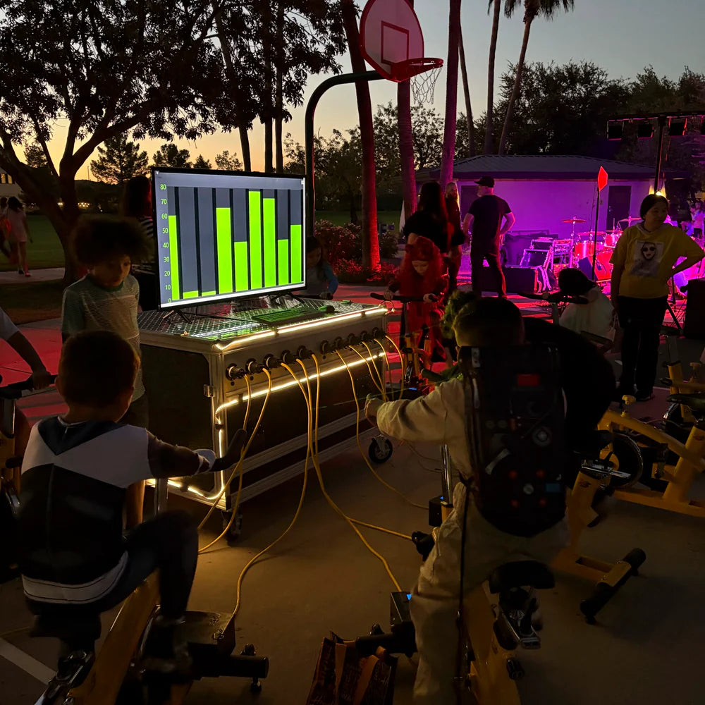 Human Power Station with 10 Power Generator Bikes by Pedal Power Generator