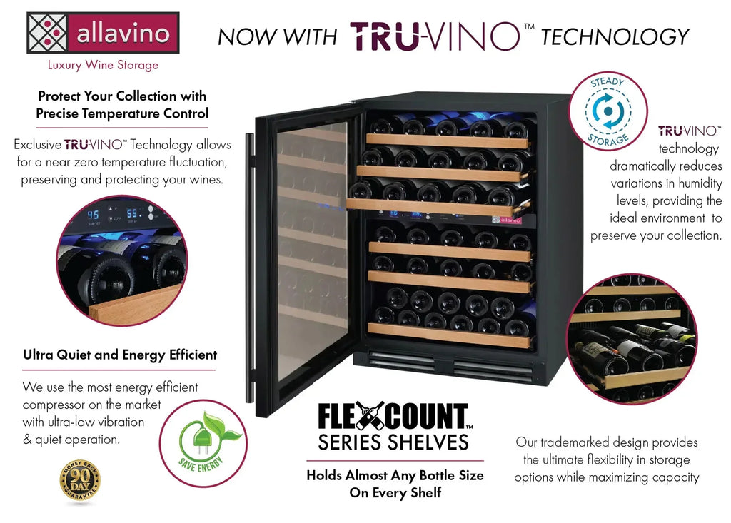 Allavino FlexCount Series 56 Bottle Dual Zone Undercounter Wine Refrigerator
