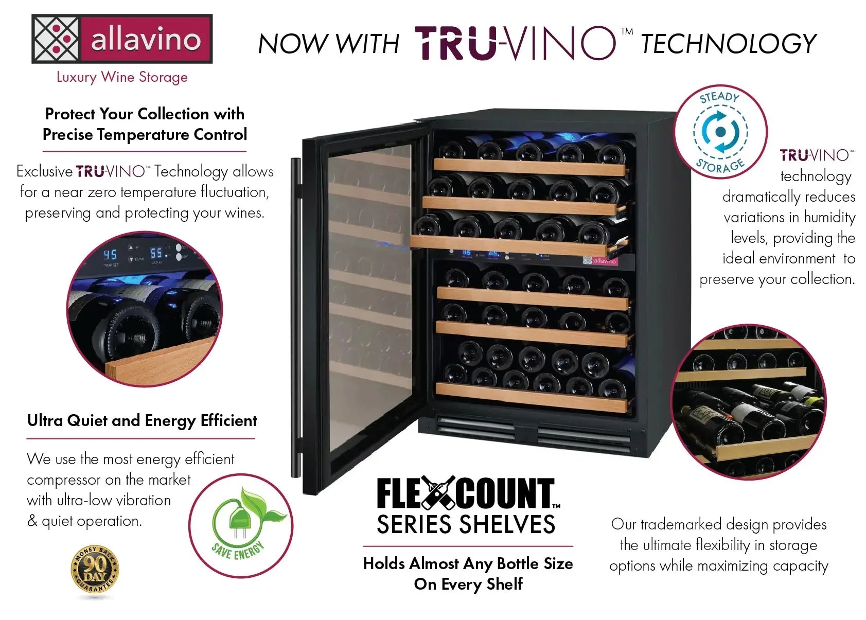 Allavino FlexCount Series 56 Bottle Dual Zone Undercounter Wine Refrigerator