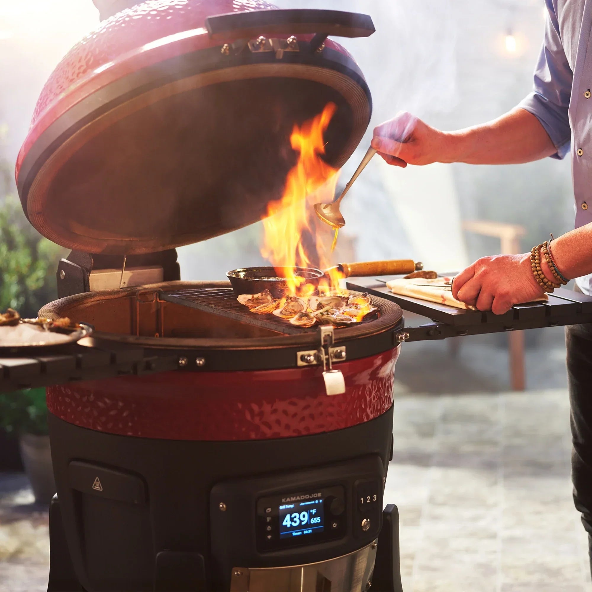 Konnected Joe™ Digital Charcoal Grill and Smoker - Outdoor Cooker