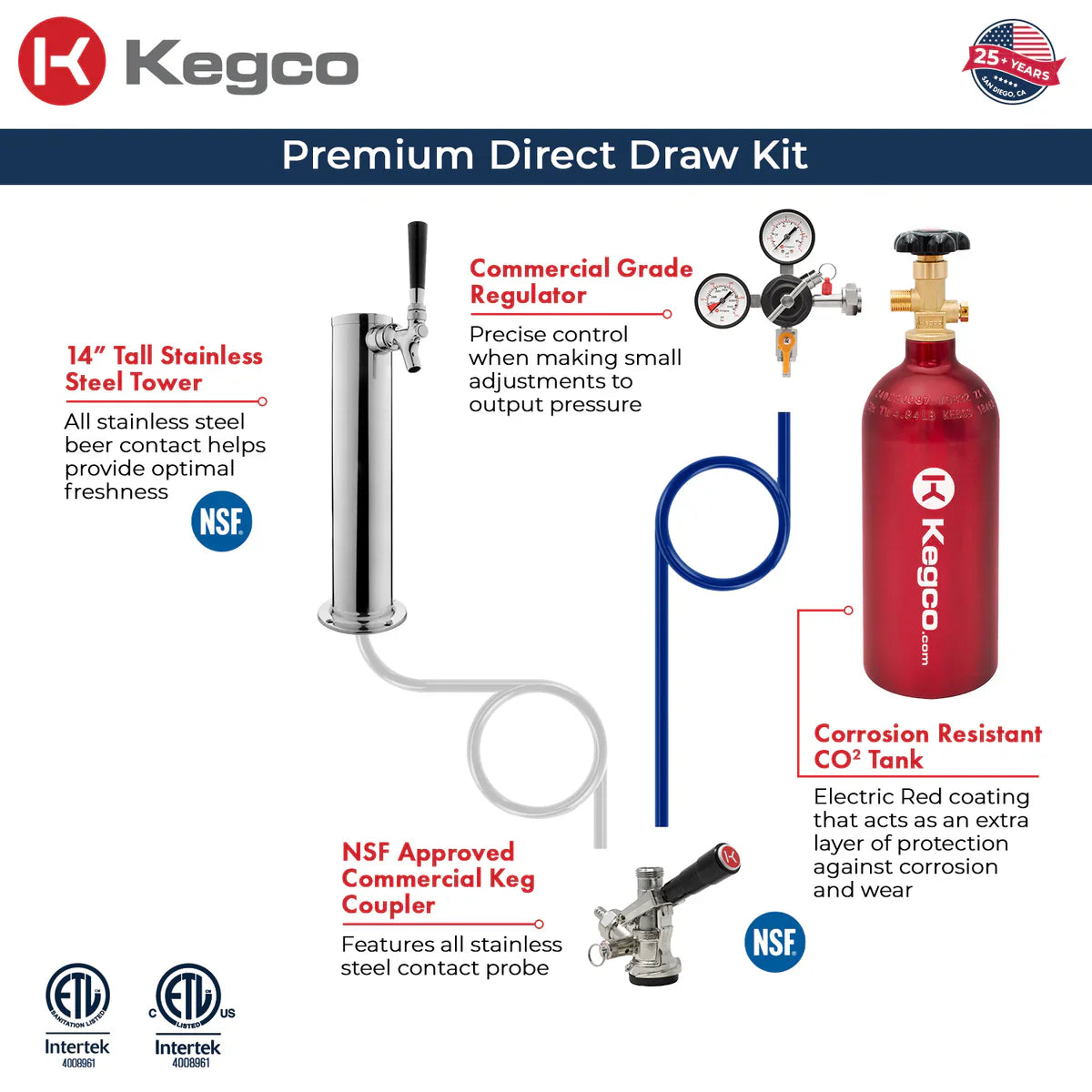 Kegco 24" Single Faucet Built-In Kegerator - Outdoor