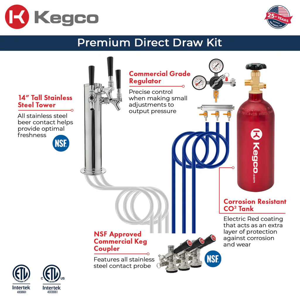 Kegco 24" Triple Faucet Built-in Kegerator - Outdoor