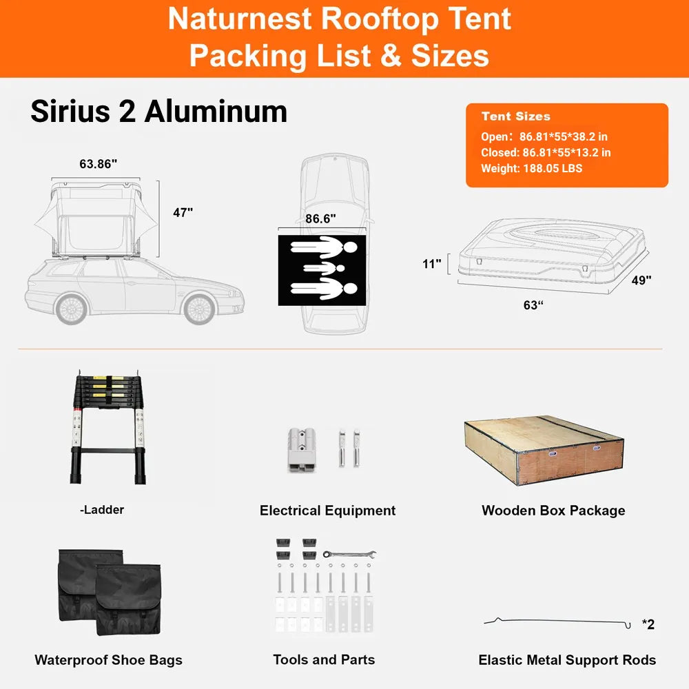 Naturnest Sirius 2 Aluminum Roof Top Tent