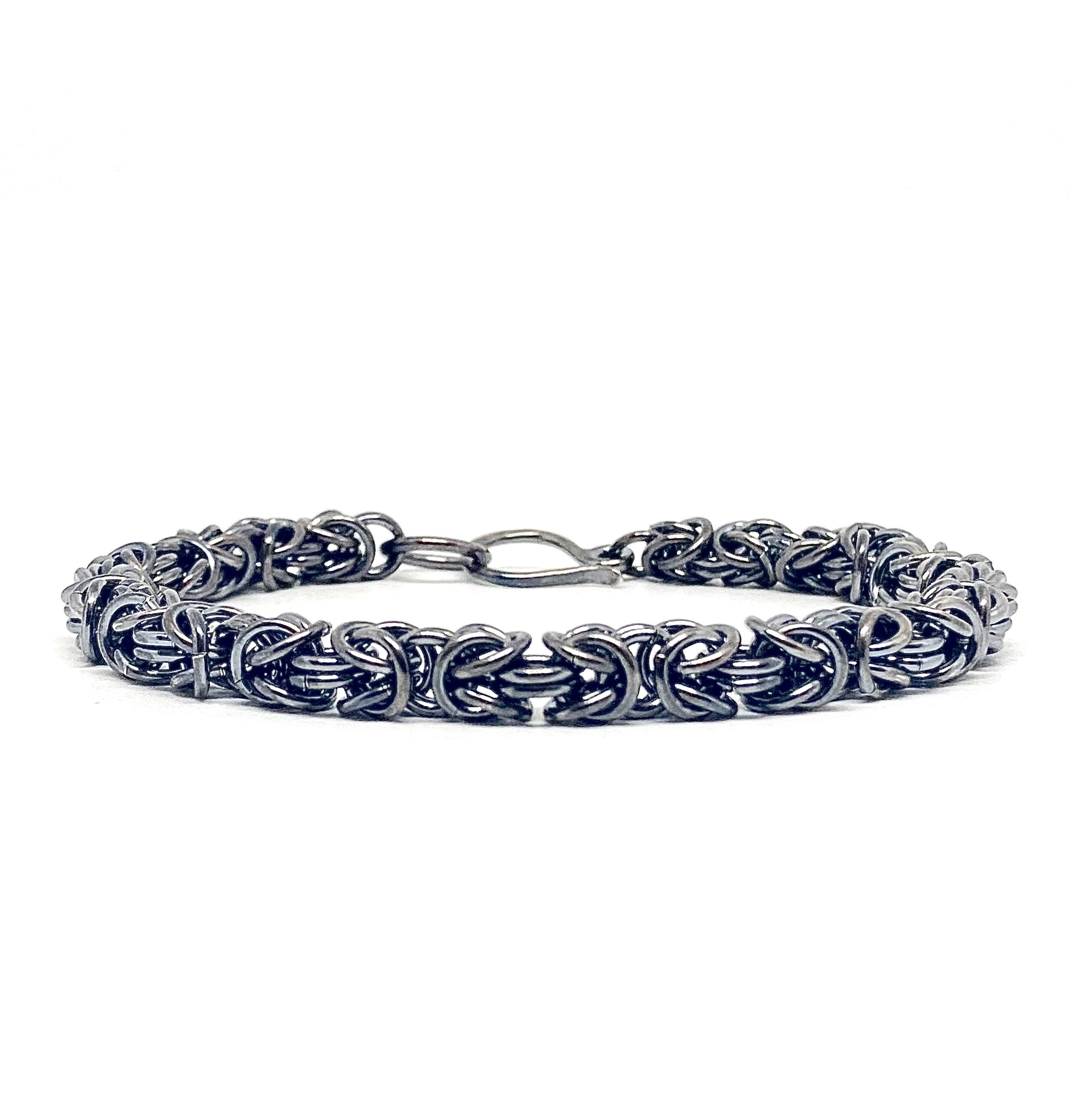 Byzantine Chainmaille Bracelet in Oxidized Sterling Silver