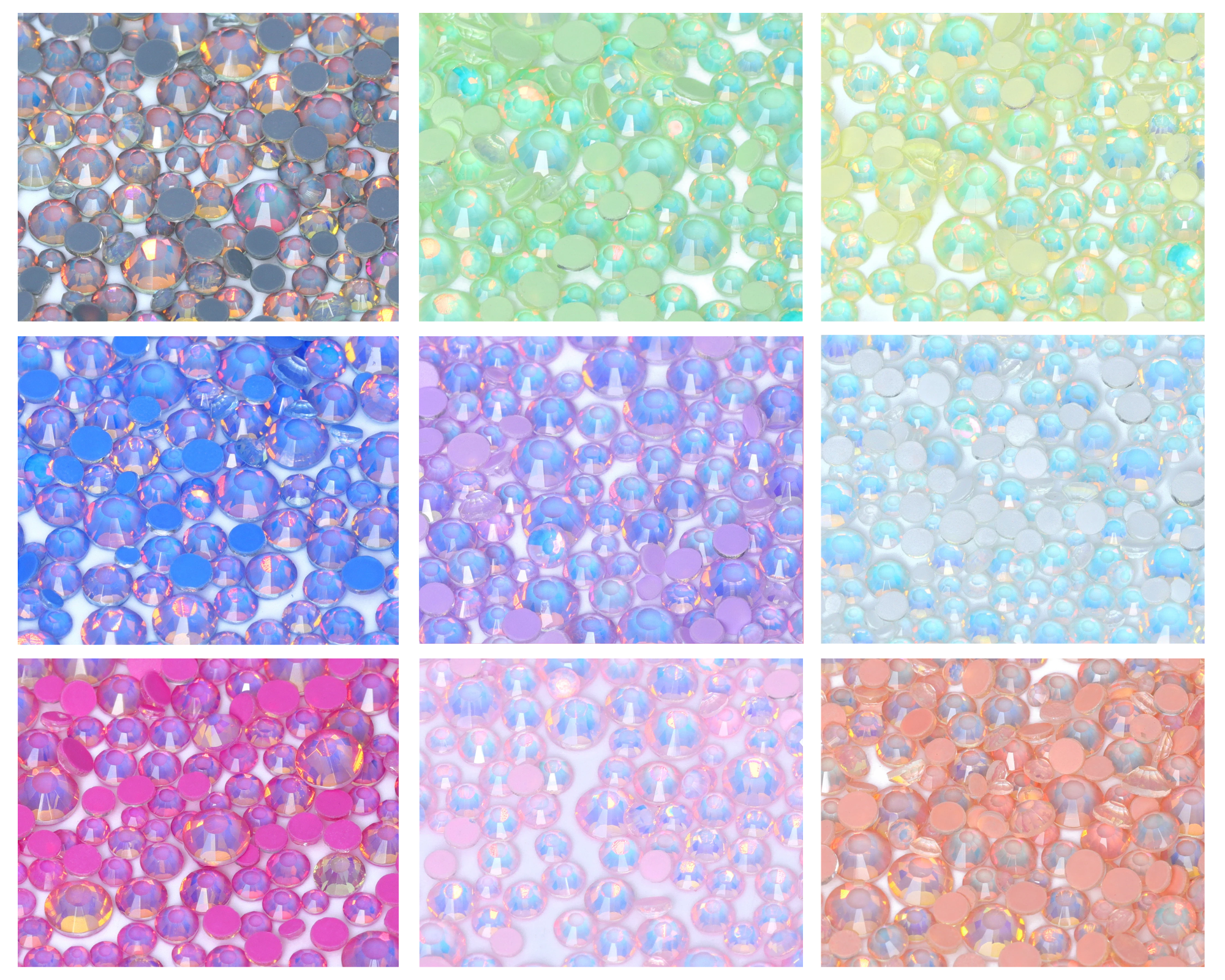 SS6-SS20 Mix Size Mocha Opal High Quality Flat-Back Glass Rhinestones