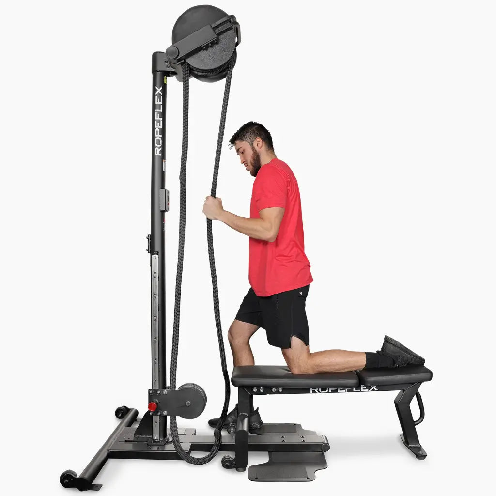 Ropeflex RX2500 Upright Infinity Rope Trainer with DSS Progressive Resistance Technology, removable seat and secondary pulley