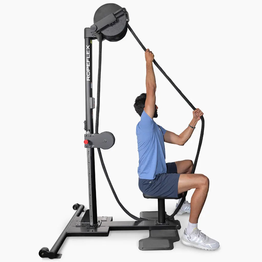Ropeflex RX2500 Upright Infinity Rope Trainer with DSS Progressive Resistance Technology, removable seat and secondary pulley