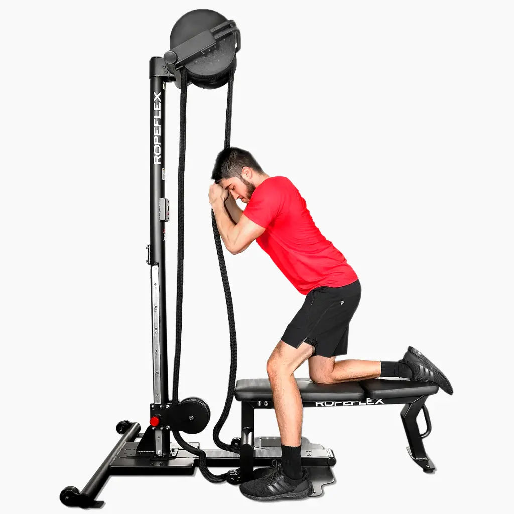 Ropeflex RX2500 Upright Infinity Rope Trainer with DSS Progressive Resistance Technology, removable seat and secondary pulley