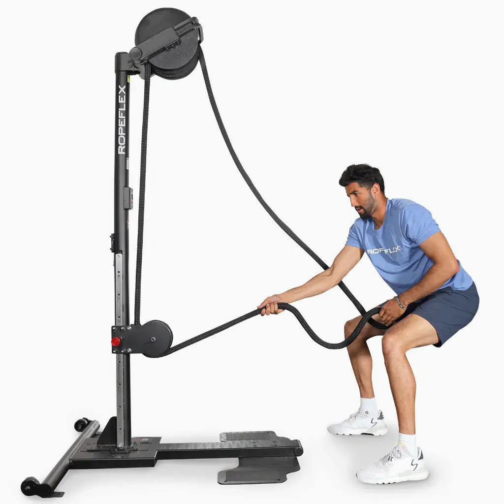 Ropeflex RX2500 Upright Infinity Rope Trainer with DSS Progressive Resistance Technology, removable seat and secondary pulley