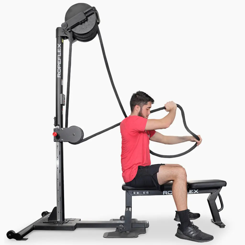 Ropeflex RX2500 Upright Infinity Rope Trainer with DSS Progressive Resistance Technology, removable seat and secondary pulley
