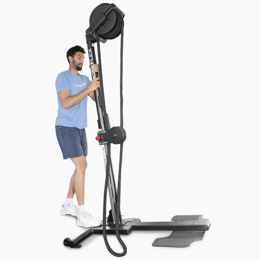 Ropeflex RX2500 Upright Infinity Rope Trainer with DSS Progressive Resistance Technology, removable seat and secondary pulley