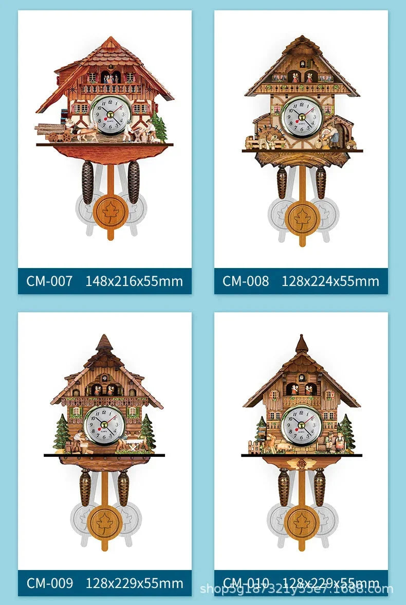 Wooden Hanging Wall Clock Bird Alarm Clock Cuckoo Clocks For Home Decoration Quartz Watch Decorative Home Decor