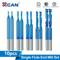 XCAN10pcs Single Flute Carbide End Mill 1/8'' Shank O Flute Spiral CNC Router Bit Cutter 1/1.5/2/2.5/3.175mm Wood Milling Tools