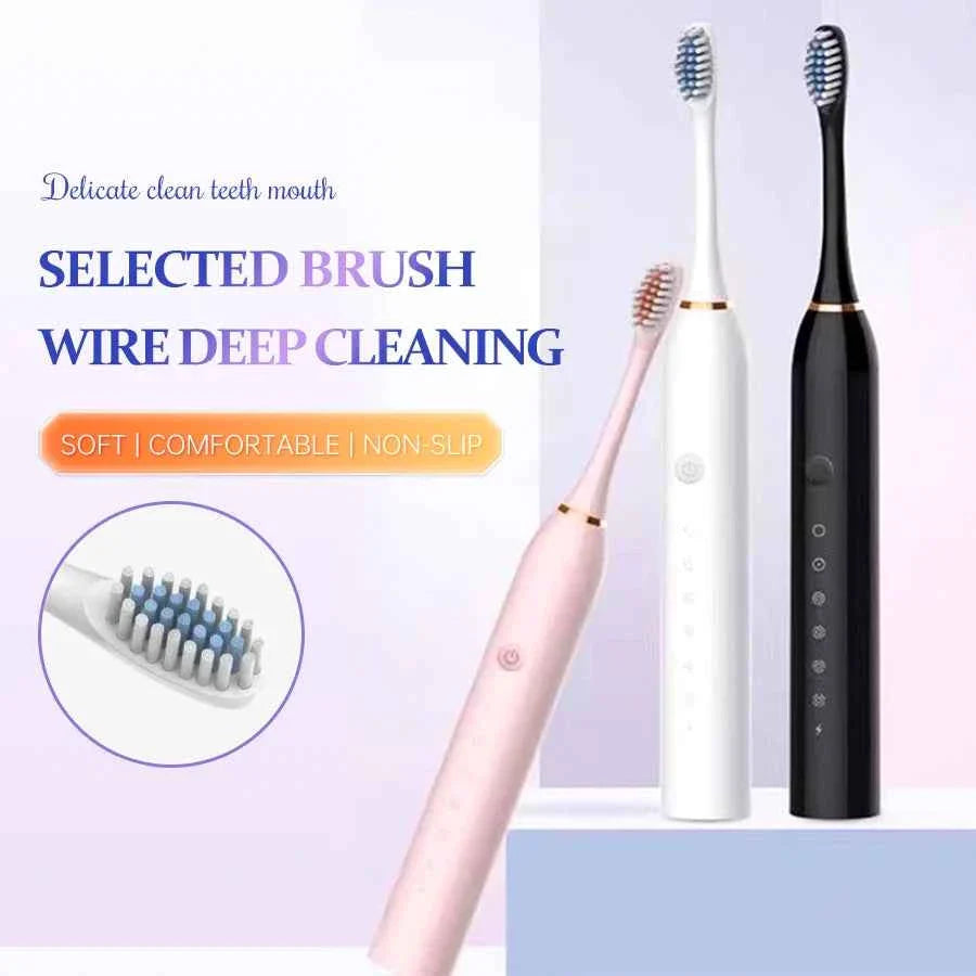 Sonic Electric Toothbrush for Adults IPX7 Waterproof DuPont Brush Head USB Rechargeable High Frequency Cleaning 6 Cleaning Modes