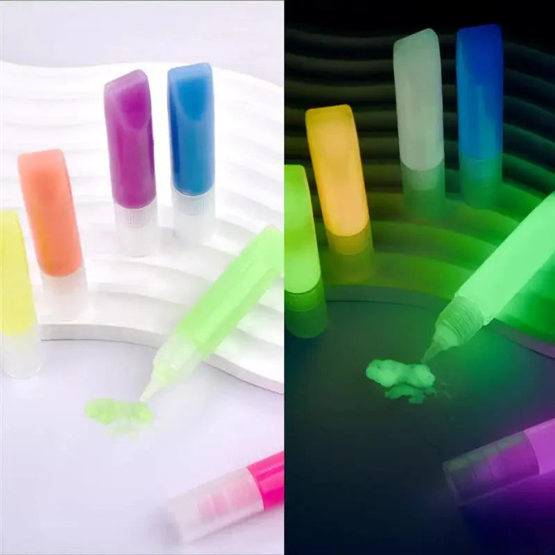 6ml Water-Based Luminous Paint Long Lasting Fluorescent Pigment Paint Glow In Dark Acrylic  Painting Water Color Artwork Party