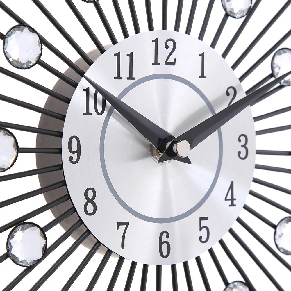 DIY Modern Design Large Wall Clock Quartz Movement Hanging Circle Decor Battery Powered Jeweled Artistic Clock for Living Room