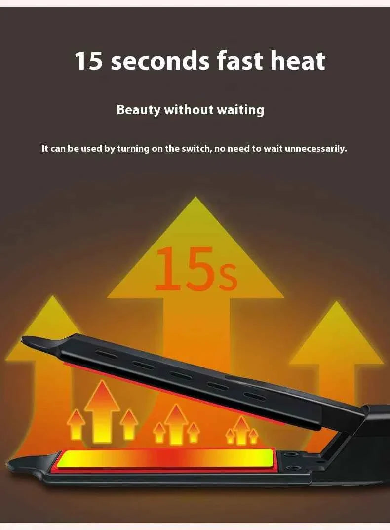 Dual Use Hair Straightener Curling Iron 4 Temperature Settings Portable Styling Tool for Straightening Curling Air Bangs