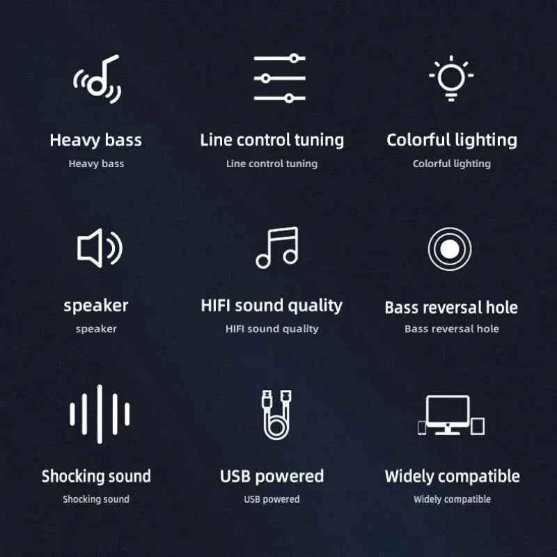 Computer Speakers PC Sound Box HIFI Stereo Microphone USB Wired with LED Light For Desktop Computer